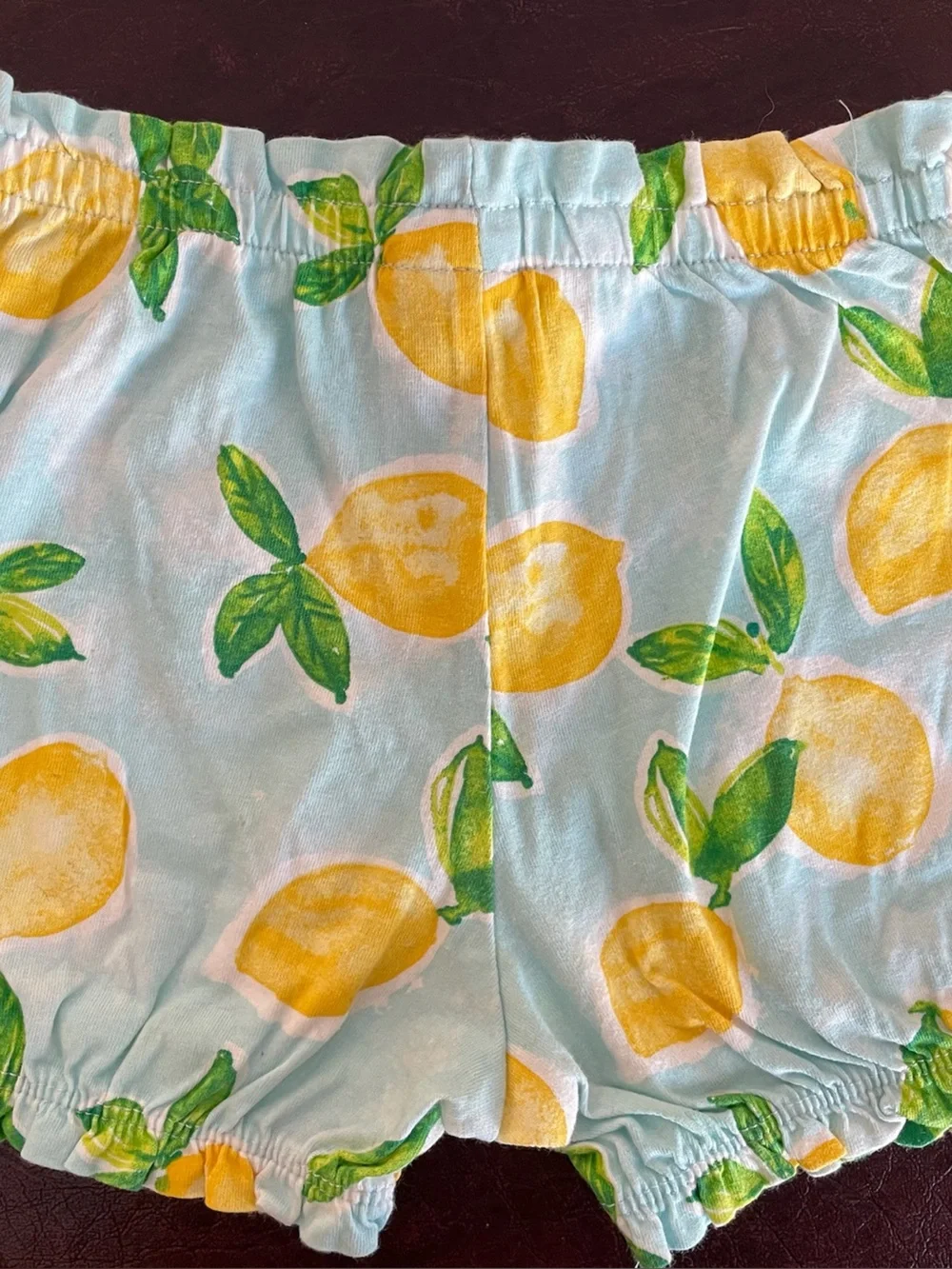 Lemon Print Light Blue Cotton Shorts
